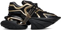 Balmain Baskets Unicorn noir et doré à garnitures ondulées