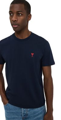 AMI ADC Classic Fit Red Logo Tee Night Blue S