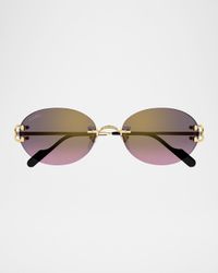 Rimless Metal Round Sunglasses