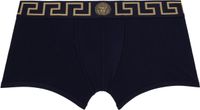 Versace Underwear Boxer bleu marine à bordure à motif Greca