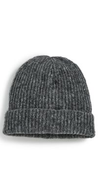 Janessa Leone Piper Classic Ribbed Beanie DARK GREY One Size