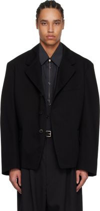 LEMAIRE Black Single-Breasted Tailored Workwear Blazer