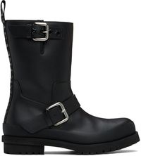 Stella McCartney Black Trace Buckle-Strap Biker Boots