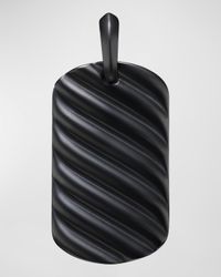 Men's Sculpted Cable Tag Pendant in Black Titanium, 35mm