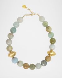 Round Beaded Gold Accent Necklace