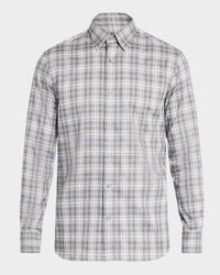 Men's Cotton Check Casual Button-Down Shirt