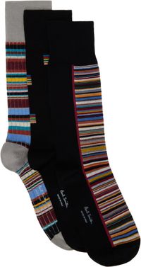 Paul Smith Ensemble de trois paires de chaussettes multicolores en coton