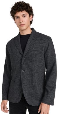 Club Monaco Wool Houndstooth Blazer Black Mix/Black 36