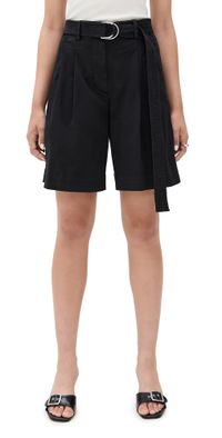 Helmut Lang Garment Dyed Double Pleated Shorts Black 4