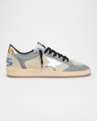 Men's Ball Star Leather and Metallic Low-Top Sneakers