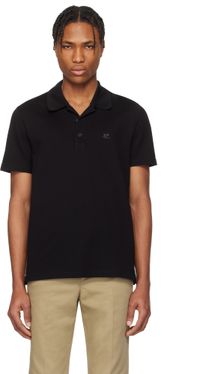 Courrèges Polo noir en piqué à logo AC