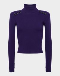 Reeves Ribbed Button-Detail Turtleneck