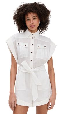 Zimmermann Rhiannon Cuffed Romper Ivory 2
