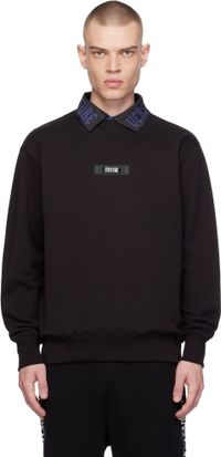 Versace Jeans Couture Pull molletonné noir à coupe classique et à écusson à logo