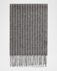Men's Lizard Cashmere and Silk Solid To Pinstripe Scarf