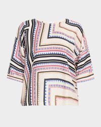Arden Oversized Geometric-Print Blouse