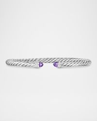 Modern Cable Flex Bracelet with Gemstones and Diamonds in Silver, 4mm
