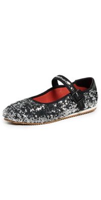 Stella McCartney S-Wave Sport Sequins Flats Silver 40