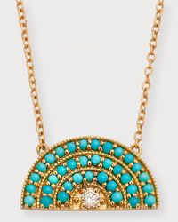 Perfect Turquoise Rainbow Necklace with Diamond Center