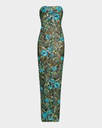 Dahlia Strapless Floral Sequin Column Gown