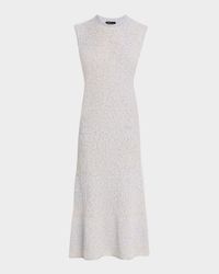 Sleeveless Metallic Tweed Midi Dress