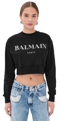 Balmain Balmain Vintage Print Crew Neck Sweatshirt Noir/Blanc M