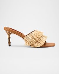 Playa Straw Bamboo-Heel Mule Sandals