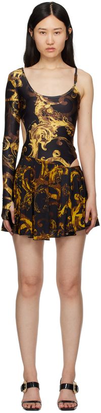 Versace Jeans Couture Robe courte de style justaucorps asymétrique noire