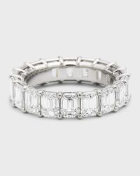 Platinum Emerald-Cut FG/VS Diamond Eternity Band, Size 6.75, 7.2tcw