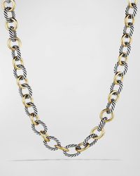 Large Sterling Silver & 18K Gold Oval Link Necklace, 18.25"L