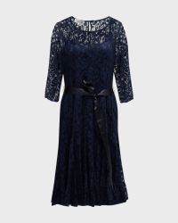 3/4-Sleeve Lace Overlay Cocktail Dress