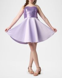 Girl's Sequin & Satin Combo Dress, Size 7-16