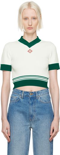 Casablanca Haut de tennis drapé blanc et vert