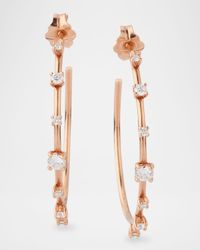 14K Solo Diamond Hoop Earrings, 30mm