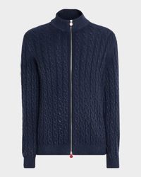 Men's Washed Cashmere Cable Knit Full-Zip Sweater