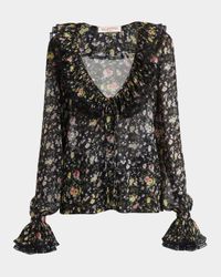 Semi Sheer Flower Print Blouse