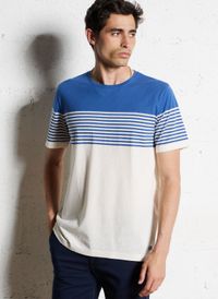 Armor Lux - Tee-shirt col rond en coton et en lin mélangés - Taille XL - Multicolore