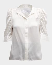 Gillian Silk Ruched Sleeve Top