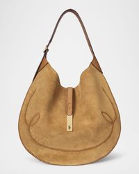 Polo ID Medium Whipstitch Suede Shoulder Bag