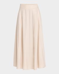 Pleated Circle-Cut Midi Skirt