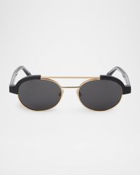 Men's Artesia Acetate and Metal Oval Sunglasses