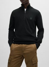Boss - Pull col montant zippé à logo poitrine - Taille 3XL - Noir