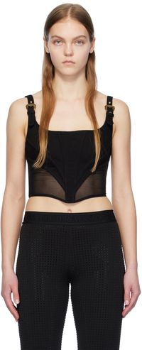 Versace Jeans Couture Black Baroque Buckle Top
