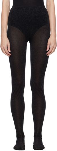 Anna Sui Black Glittered Tights