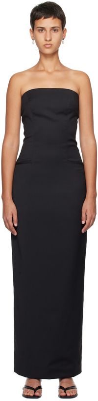 Olēnich Black Straight Neck Maxi Dress