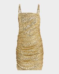 Sequined Ruched Sleeveless Mini Dress