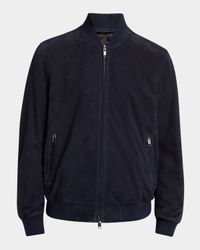 Men's Perferated Suede Bomber Jacket