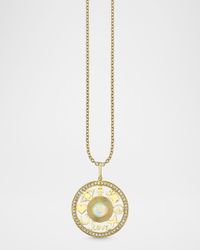 Open Icon Stone Pendant on Medium Bolita Chain Necklace