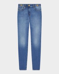 Stone-Washed Denim Skinny-Leg Pants