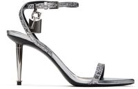 TOM FORD Silver Padlock Pointy Naked Heeled Sandals